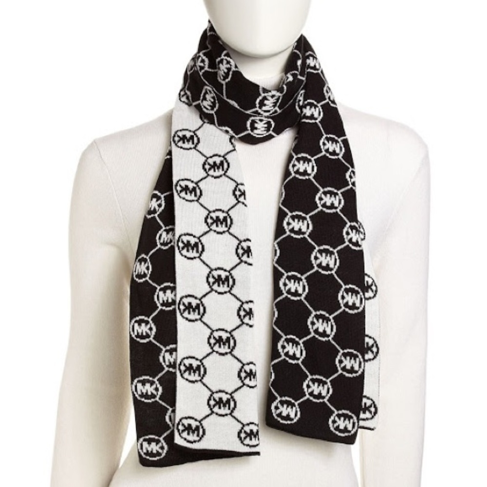 Genuine Michael Kors Circle Logo Black & White Scarf